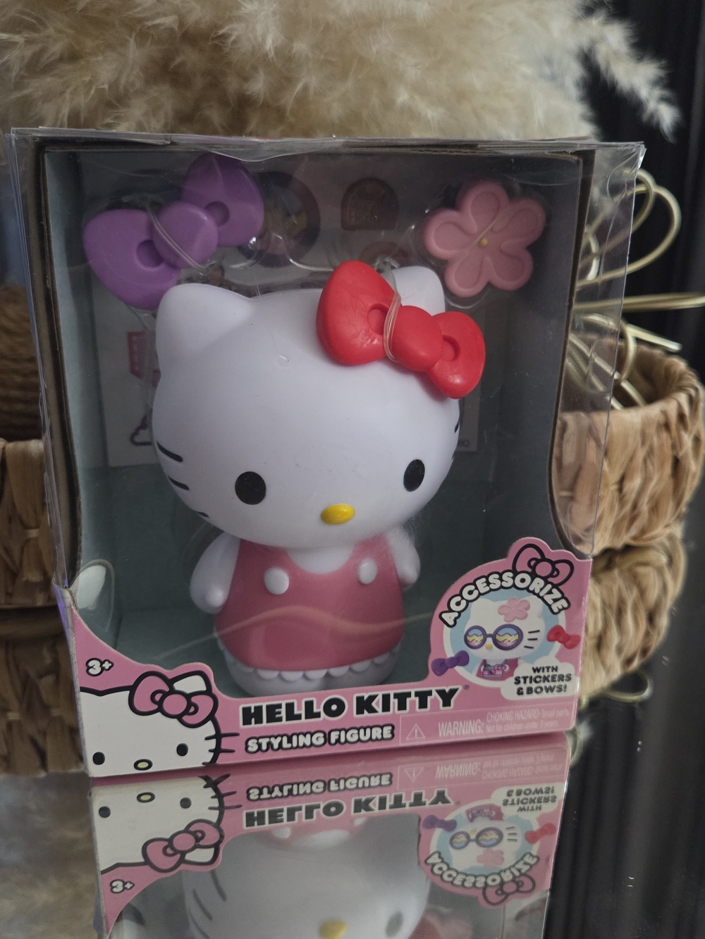 Hello Kitty Pink Figure with Red Bow and Purple Accessories
